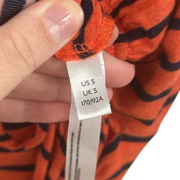 by Anthropologie Orange Navy Stripe Lissa Wide-Leg V Neck Jumpsuit Womens Small - Picture 5 of 8